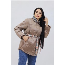 Демисезонная женская куртка весна осень Клетка 8762 (Коричневый)