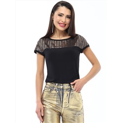 Блузка черная с кокеткой