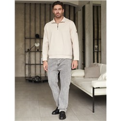 Свитшот с воротом стойкой на молнии из эластичного футера двухнитки