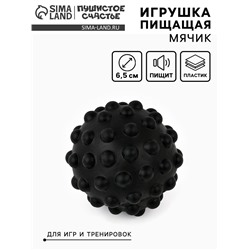 Игрушка пищащая «Мячик» для собак, 6.5 см, черная
