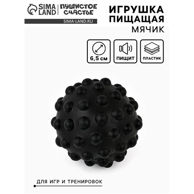 Игрушка пищащая «Мячик» для собак, 6.5 см, черная