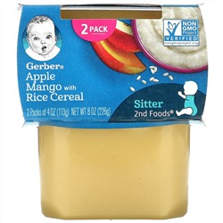 Gerber, Apple Mango With Rice Cereal, Sitter, 2 Pack, 4 oz (113 g)