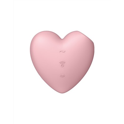 Розовый вибромассажер Cutie Heart с вакуум-волновой стимуляцией