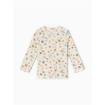 Футболка с длинным рукавом Крошка Я Flower, рост 62-68 см, бежевая