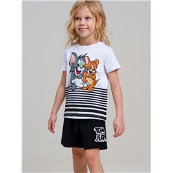 Комплект трикотажный для девочек: фуфайка (футболка), шорты