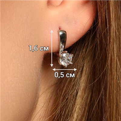 Серьги ювелирная бижутерия, покрытие посеребрение, вставка: фианиты, цвет: прозрачный, арт.213.617