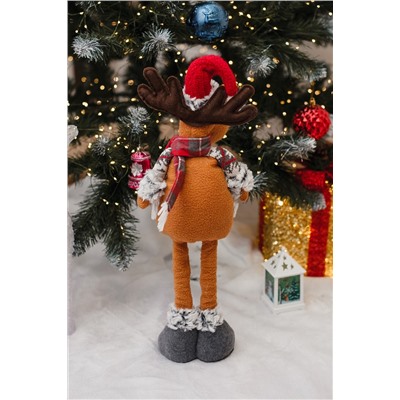 Игрушка новогодняя с выдвижными ногами Олень серые ботики серый