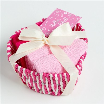 Салфетки махровые декоративные «Этель. Сердечко», 4 шт., 30×30 см, хлопок 100%, фуксия