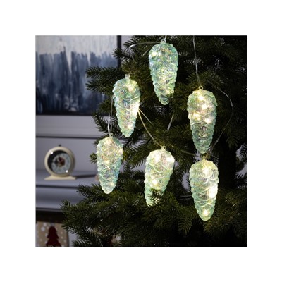 Гирлянда «Нить-грозди» 230 см, нить прозрачная, «Шишки», 30 LED, 4.5 В, батарейки ААх3 (нет в комплекте), свечение тёплое белое