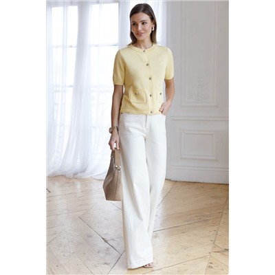 Кардиган c коротким рукавом вязаный из хлопка с акрилом VILATTE, 1230597