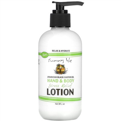 Sunny Isle, Jamaican Black Castor Oil, Hand & Body Stress Relief Lotion, 8 fl oz