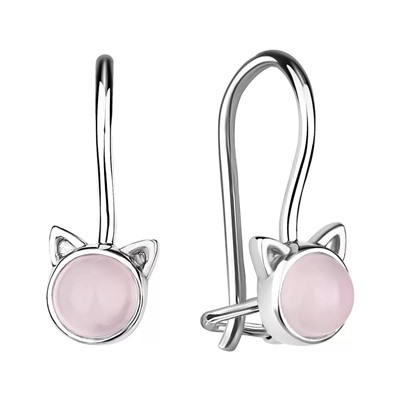 Серьги из серебра розовый кварц, Л-10716