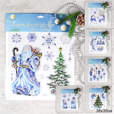 Наклейка новогодняя 38х30 Новый год / 610-286 /уп 12/420/ (Дед Мороз )