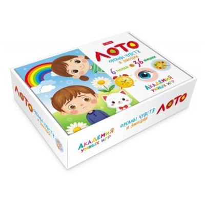 Лото Развивающее "Органы чувств и эмоции" 158х130мм 6 полей 36 фишек коробка (093416) 35311 Хатбер