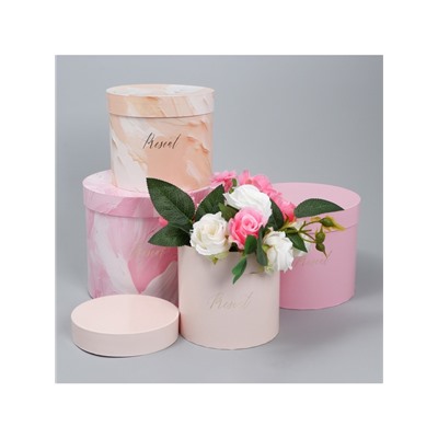 Набор коробок для цветов 4 в 1, упаковка подарочная, «Нежный», 14×14×13 см - 20×20×17.5 см