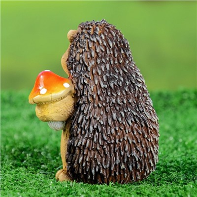 Садовая фигура из полистоуна «Ежик с мухомором», 11×9×8.5 см