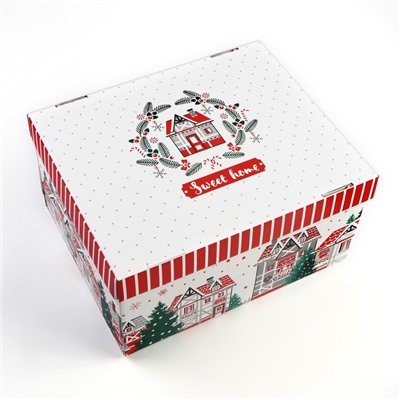 Коробка подарочная новогодняя складная Sweet home, 31.2×25.6×16.1 см, Новый год