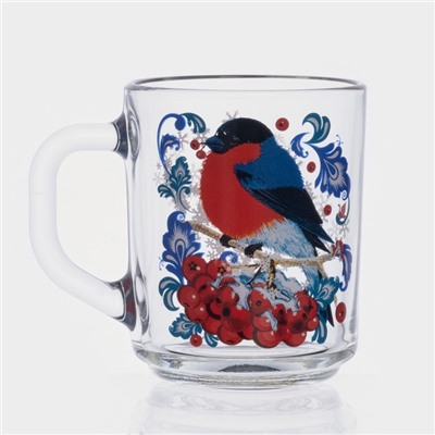 Кружка новогодняя «Снегири на рябине», 200 мл, стекло
