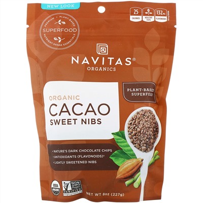 Navitas Organics, Organic Cacao Sweet Nibs, 8 oz (227 g)