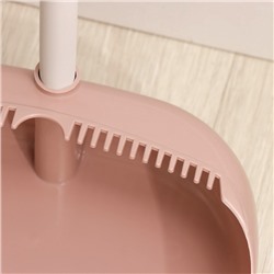 Щётка для пола Доляна, совок 25×23 см, щётка 29×84 см, металлическая ручка 77 см, розовая