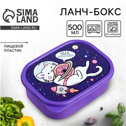 Ланч - бокс прямоугольный «Кот в космосе», 500 мл