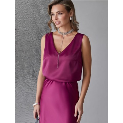 Элегантный топ с V вырезом из струящегося сатина