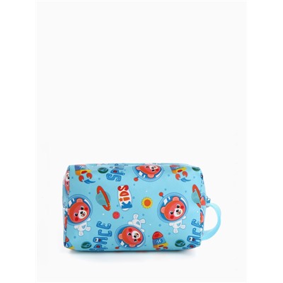 Косметичка-футляр женская с ручкой, объёмная, маленькая, для прокладок, косметики, лекарств, голубая