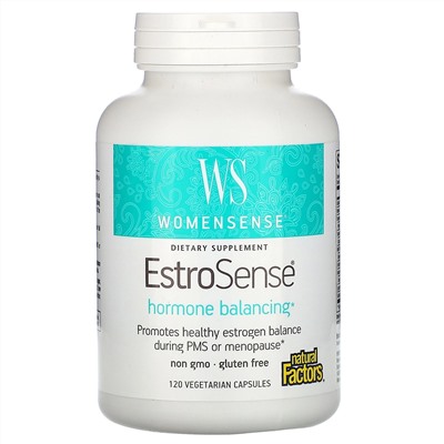 Natural Factors, WomenSense, EstroSense, гормональный баланс, 120 вегетарианских капсул
