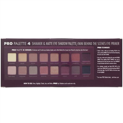 Lorac, Палитра теней для век Pro Palette 4 с основой под тени Mini Behind The Scenes, 14,3 г (0,51 унции)