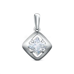 Подвеска из серебра с фианитом родированная - Ромб 925 пробы S3180741010р