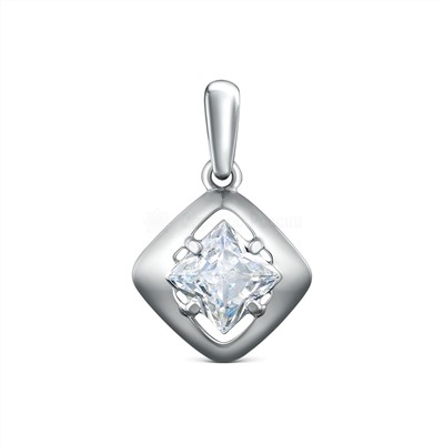 Подвеска из серебра с фианитом родированная - Ромб 925 пробы S3180741010р