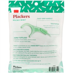 Plackers, Micro Mint, зубочистки с нитью, мята, 75 шт.