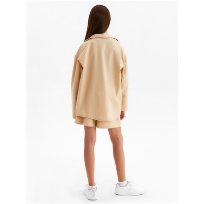 Комплект (рубашка и шорты) для девочки MINAKU, бежевый, рост 134 см