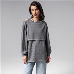 Лонгслив многослойный, Преданная стилю (grey, 2 в 1)