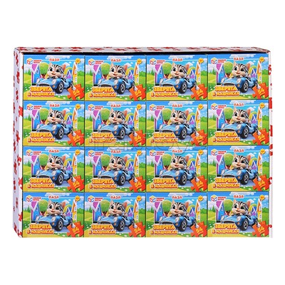 Пазлы 54 "Зверята в машинках"