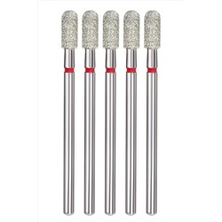 Manita Professional Фреза алмазная цилиндр закругленный для аппаратного маникюра 856.104.141.080.035 ФАЦС-3.5-8М, красная насечка, ø 3,5 мм, 5 шт. KRISTALLER, 1231203