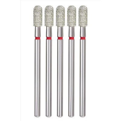 Manita Professional Фреза алмазная цилиндр закругленный для аппаратного маникюра 856.104.141.080.035 ФАЦС-3.5-8М, красная насечка, ø 3,5 мм, 5 шт. KRISTALLER, 1231203