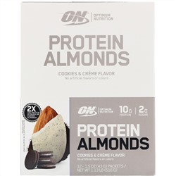 Optimum Nutrition, Protein Almonds, Cookies & Creme, 12 Packets, 1.5 oz (43 g) Each