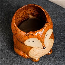 Декоративный горшок для цветов «Лисичка рыжая», керамический, 300 мл, 8×7.5×9.5 см, оранжевый