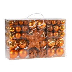 Елочное украшене Набор шаров со звездой 101 штука 3/4/6 см / HX-25 /уп 15/красный