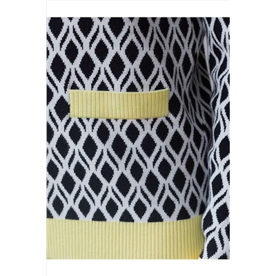 Кардиган с V-вырезом жаккардовой вязки с принтом ромб VILATTE, 1229069