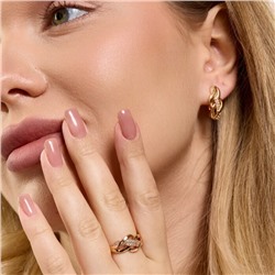 Комплект ювелирной бижутерии коллекция "Дубай" серьги и кольцо 18 р, покрытие позолота, вставка: цирконы, цвет: прозрачный, арт.414.069-18