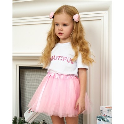 Набор для фотосессии KAFTAN «Пушистая снежинка»; юбка и заколки для волос, розовая, рост 86-104 см