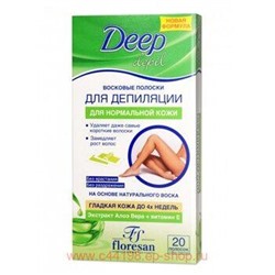 Ф-485а Deep depil Восковые полоски для депиляции нормальной кожи с алоэ вера 20 шт