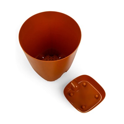 Горшок для цветов «Гранд», 4 л, d=19 см, h=20 см, пластиковый, с прикорневым поливом, коричневый