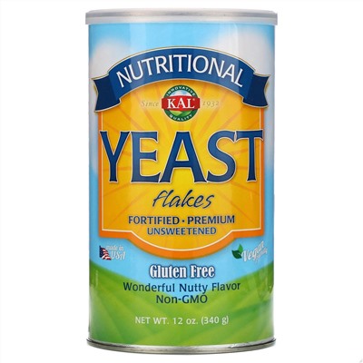 KAL, Nutritional, дрожжевые хлопья, несладкие, 340 г (12 унций)