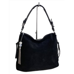 Женская сумка из искусственной кожи и натуральной замши, цвет черный