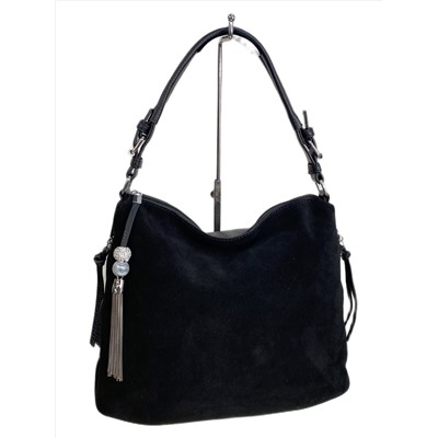 Женская сумка из искусственной кожи и натуральной замши, цвет черный