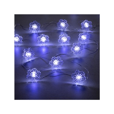 Гирлянда «Нить» 2 м роса с насадками «Снежинка», IP20, серебристая нить, 20 LED, 2 режима, батарейки ААх2 (нет в комплекте), свечение белое