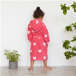 Халат махровый детский Крошка Я «Сердечки» размер 34, цвет розовый, 100% хлопок 360 г/м2